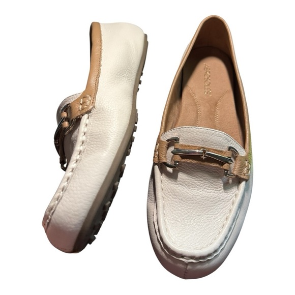 Aerosoles Drive Along Horsebit Leather Driving Loafers Ivory Beige Size 9.5 - Picture 13 of 14